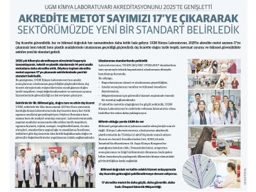 UGM Kimya Laboratuvarı Akreditasyonunu 2025’te Genişletti: 17 Akredite Metot ile Sektörde Yeni Bir Standart!