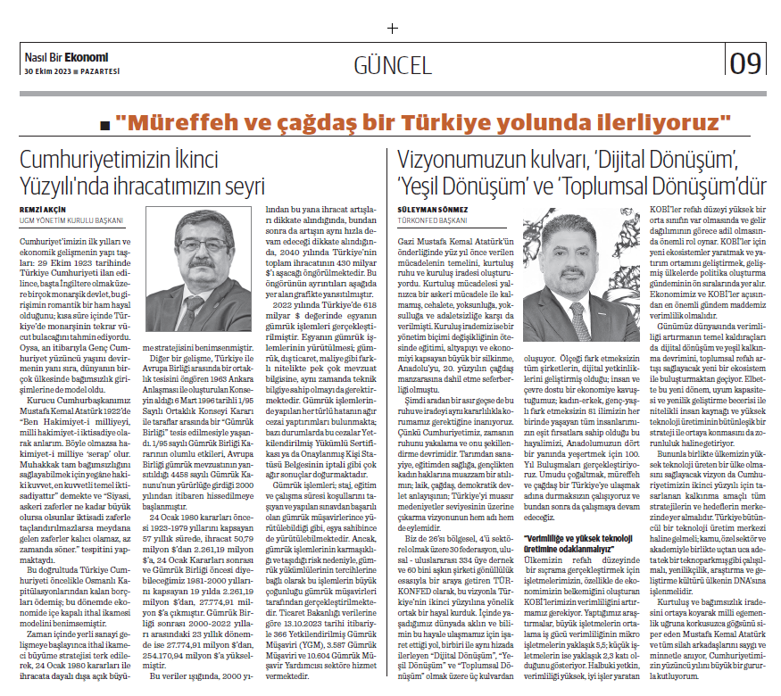 Cumhuriyetimizin İkinci Yüzyılı'nda İhracatımızın Seyri