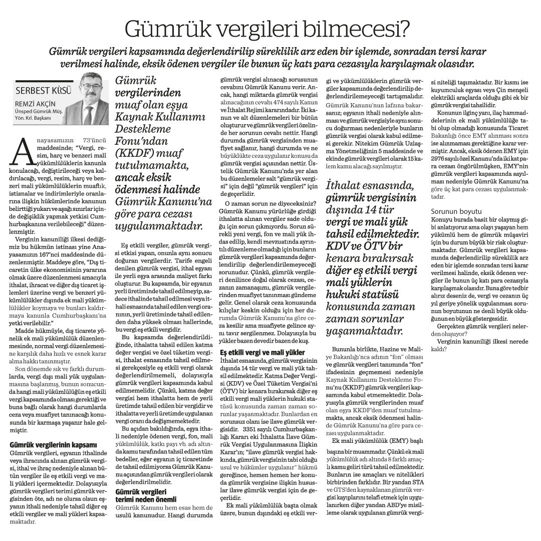 GÜMRÜK VERGİLERİ BİLMECESİ?